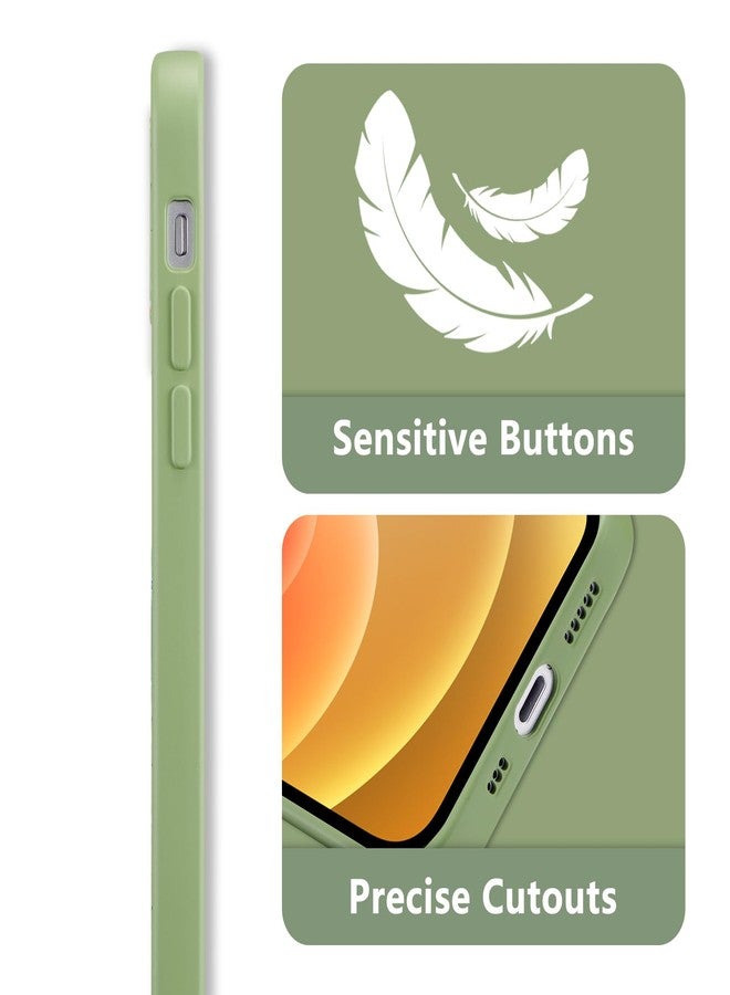 RALEAVO جراب RALEAVO مزين بالزهور لهاتف iPhone 12، غطاء سيليكون سائل بنقشة أغصان الزهور، غطاء هاتف لطيف للفتيات والسيدات، جراب حماية نحيف من المطاط الناعم لهاتف iPhone 12 (6.1 بوصة)، أخضر - Image 4