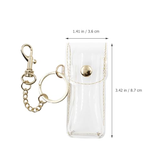 PACKOVE Transparent Lipstick Holder Keychain Clear Lip Gloss Pouch Lip Balm Sleeve Key Ring Compact Travel Case for Women 3.42X1.41X0.98In - Image 2