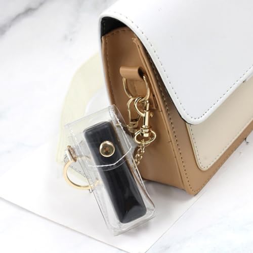 PACKOVE Transparent Lipstick Holder Keychain Clear Lip Gloss Pouch Lip Balm Sleeve Key Ring Compact Travel Case for Women 3.42X1.41X0.98In - Image 5