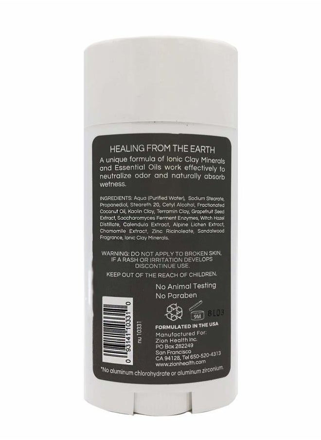 Zion Health - Clay Dry Silk Deodorant Stick 2.5 oz Sandalwood - Image 1