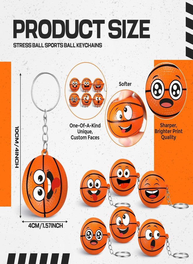 Arrowbash مجموعة أروباش المكونة من 30 قطعة من هدايا حفلات كرة السلة، لوازم حفلات رياضية للأولاد والبنات، كرات صغيرة مضحكة على شكل وجه، سلاسل مفاتيح لتخفيف التوتر، كرات لطيفة لتخفيف التوتر لمحبي كرة السلة، جوائز للفرق، هدايا رياضية لتخفيف القلق - Image 4