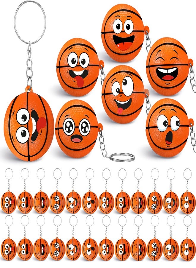 Arrowbash مجموعة أروباش المكونة من 30 قطعة من هدايا حفلات كرة السلة، لوازم حفلات رياضية للأولاد والبنات، كرات صغيرة مضحكة على شكل وجه، سلاسل مفاتيح لتخفيف التوتر، كرات لطيفة لتخفيف التوتر لمحبي كرة السلة، جوائز للفرق، هدايا رياضية لتخفيف القلق - Image 1