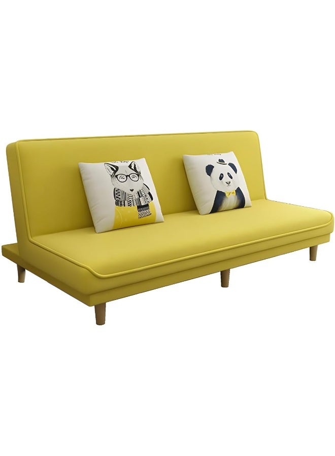Comfynest Comfynest Contemporary Tight Back Armless Convertible Cotton Blend Sofa Bed 180 X 70 X 80 Cm Yellow  - Image 3