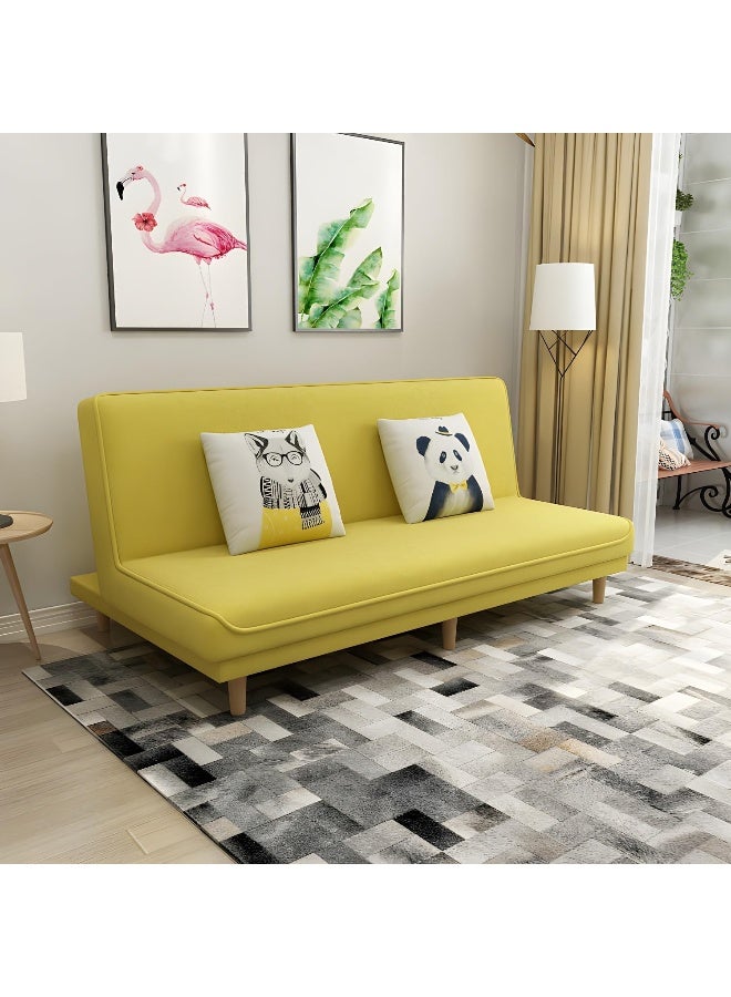 Comfynest Comfynest Contemporary Tight Back Armless Convertible Cotton Blend Sofa Bed 180 X 70 X 80 Cm Yellow  - Image 1