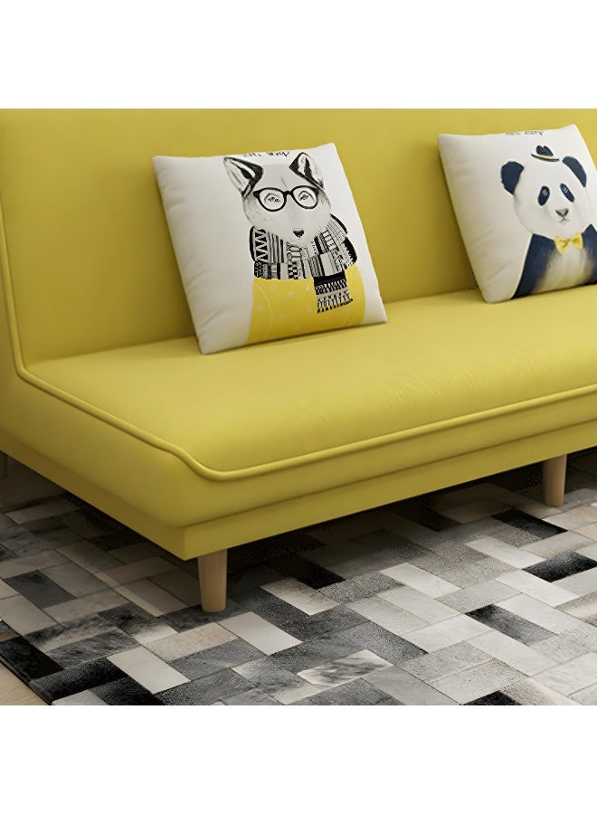 Comfynest Comfynest Contemporary Tight Back Armless Convertible Cotton Blend Sofa Bed 180 X 70 X 80 Cm Yellow  - Image 4