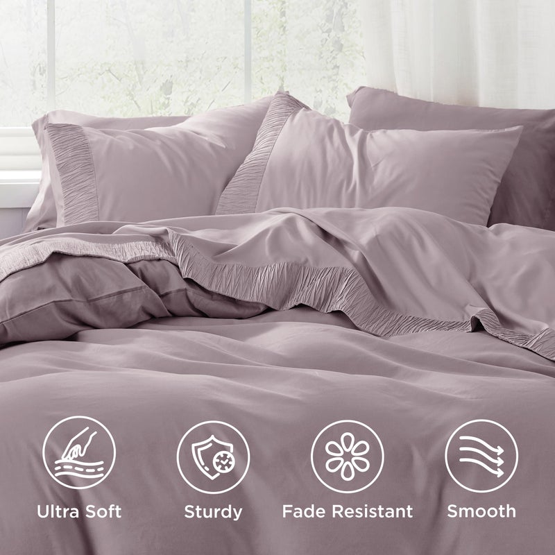 Bedsure 3 Pieces Soft Extra Long Twin XL Sheets Set, Hotel Luxury, Includes 1 Fitted Sheet (100 cm x 203 cm) with Full Elastic and 35 cm Deep Pocket suitable for Single and Wide Single Mattresses, 1 Flat Sheet  (167 cm x 254 cm) and 1 Pillowcase (50 cm x 75 cm), Easy Care Microfiber, Pink Mocha - Image 3