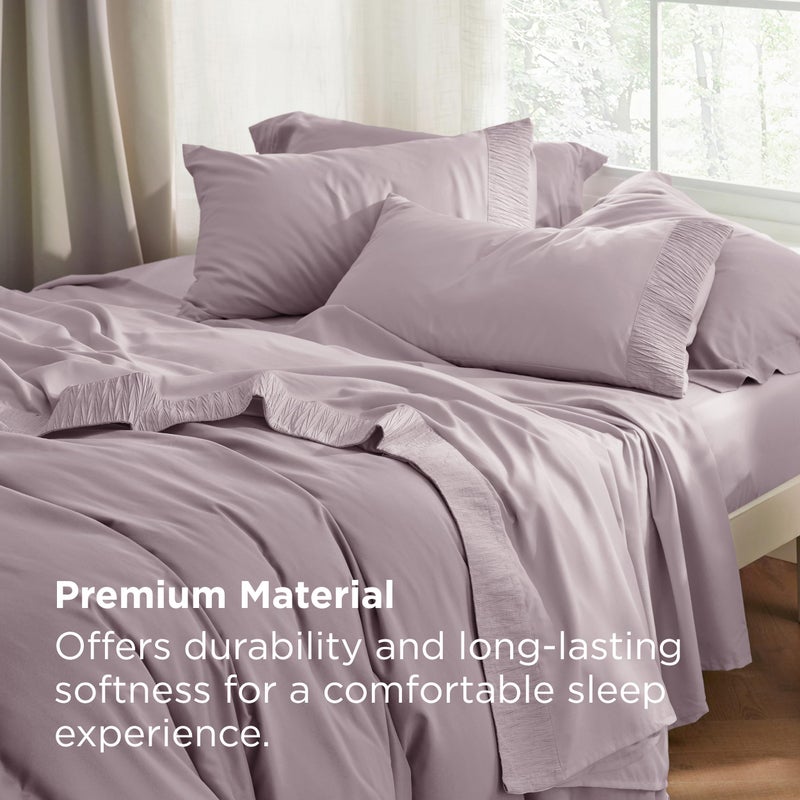Bedsure 3 Pieces Soft Extra Long Twin XL Sheets Set, Hotel Luxury, Includes 1 Fitted Sheet (100 cm x 203 cm) with Full Elastic and 35 cm Deep Pocket suitable for Single and Wide Single Mattresses, 1 Flat Sheet  (167 cm x 254 cm) and 1 Pillowcase (50 cm x 75 cm), Easy Care Microfiber, Pink Mocha - Image 5