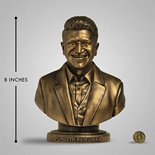 SILAII Dr. Puneeth Rajkumar Sculpture - 8 Inch Antique Bronze Tribute to Kannada Film Legend - Handcrafted Collectible - Image 2