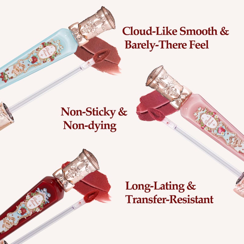 Flower Knows كريم شفاه مات سحابة الفراولة من فلاور نوز - أحمر شفاه سائل طويل الأمد وعالي الصبغة - مكياج شفاه مقاوم للماء وناعم للفتيات والنساء - 0.12 أونصة سائلة، 1 قطعة (S05 توليب صغير) - Image 4