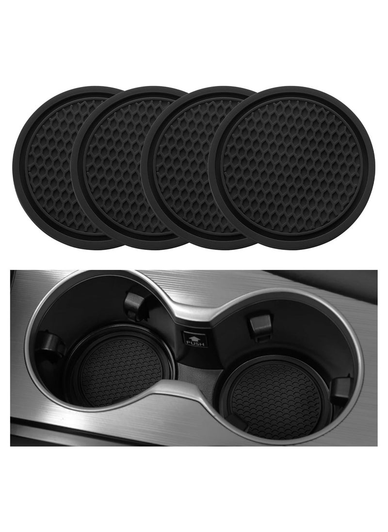 Dubkart - Car Cup Coaster, 4PCS Universal Non-Slip Cup Holders Embedded in Ornaments Coaster, Car Interior Accessories, Black - Image 1