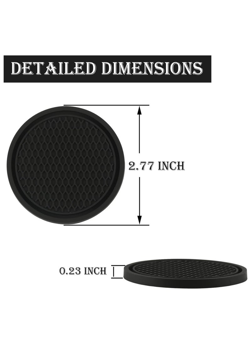 Dubkart - Car Cup Coaster, 4PCS Universal Non-Slip Cup Holders Embedded in Ornaments Coaster, Car Interior Accessories, Black - Image 1