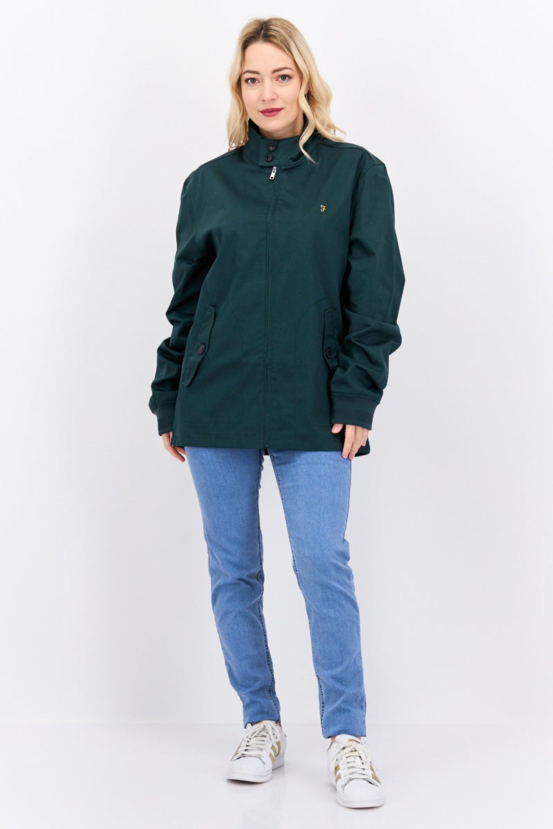 Farah Women Mock Neck Long Sleeve Embroidered Jacket, Green  - Image 4