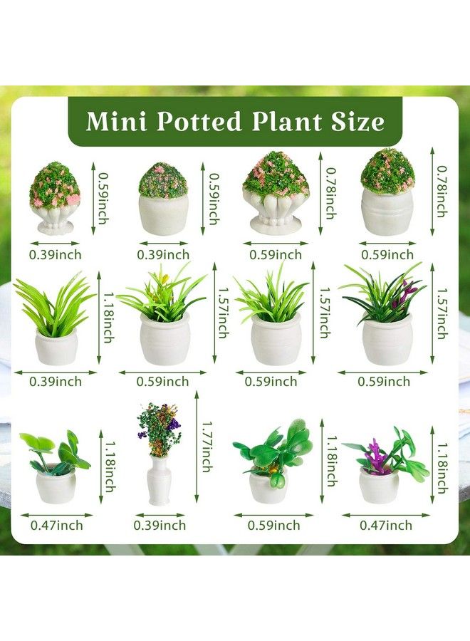 Chuangdi 12 Pieces Dollhouse Plant Bonsai Doll House Mini Potted Plant Artificial Tiny Greenery Ornament Miniature Hanging Potted Plant Faux Flower Model Dollhouse Decoration For Boy Girl Present, 6 Types - Image 3