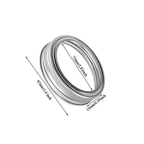 Tyesmer 20Pcs Rust Resistant Silver Mason Jar Replacement Rings 87Mm Wide Mouth Mason Jar Bands Silver Canning Jar Band For Mason Jar Canning Lids Storage (87Mm Wide Mouth 20Pcs) - Image 2