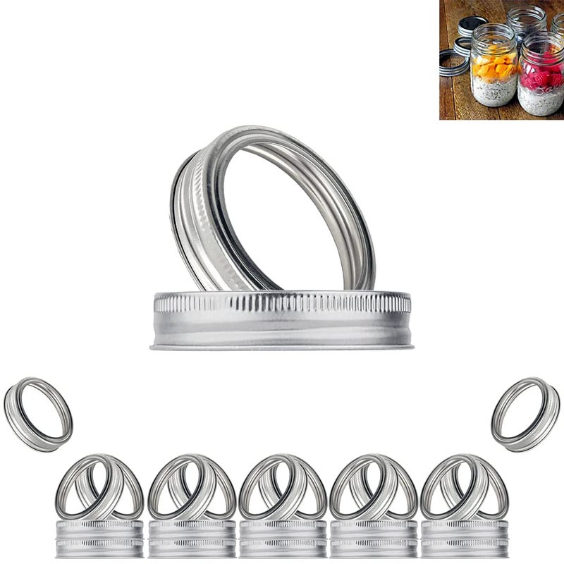 Tyesmer 20Pcs Rust Resistant Silver Mason Jar Replacement Rings 87Mm Wide Mouth Mason Jar Bands Silver Canning Jar Band For Mason Jar Canning Lids Storage (87Mm Wide Mouth 20Pcs) - Image 1