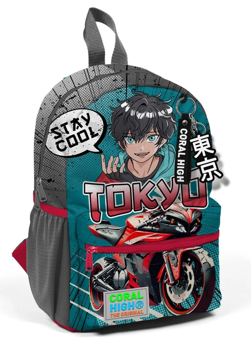 CORAL HIGH Tiny Nest Backpack Gray Nefti Anime Motorcycle Two Compartments 23564