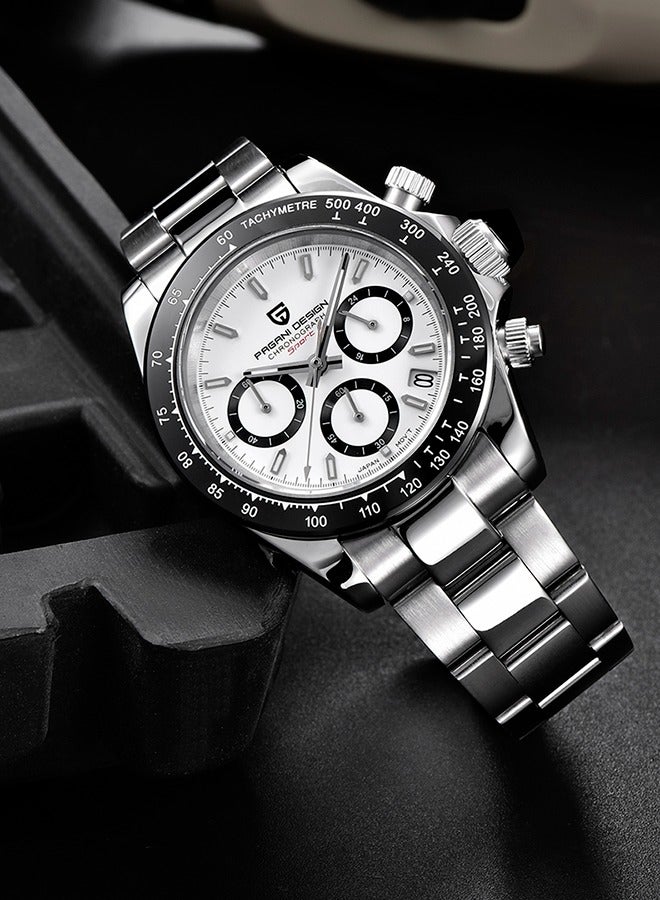 PAGANI DESIGN Classic Men's Multifunctional Chronograph Full Stainless Steel Japanese VK63 Quartz Movement Tester 100m Waterproof Luxury Business Watch - Image 2