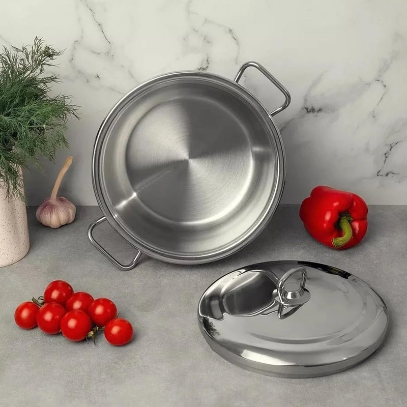 sahaba Stainless Steel Stock Pot, Encapsulated Induction Ready Cooking Pot with Lid, Oven Safe, Dishwasher Safe Premium Stainless steel 18/10 Soup bonera Casserole (24 Cm (6L)) - Image 4