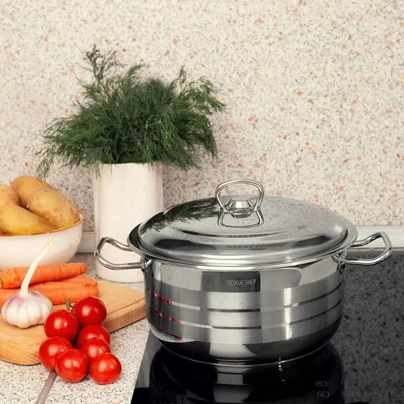 sahaba Stainless Steel Stock Pot, Encapsulated Induction Ready Cooking Pot with Lid, Oven Safe, Dishwasher Safe Premium Stainless steel 18/10 Soup bonera Casserole (24 Cm (6L)) - Image 5