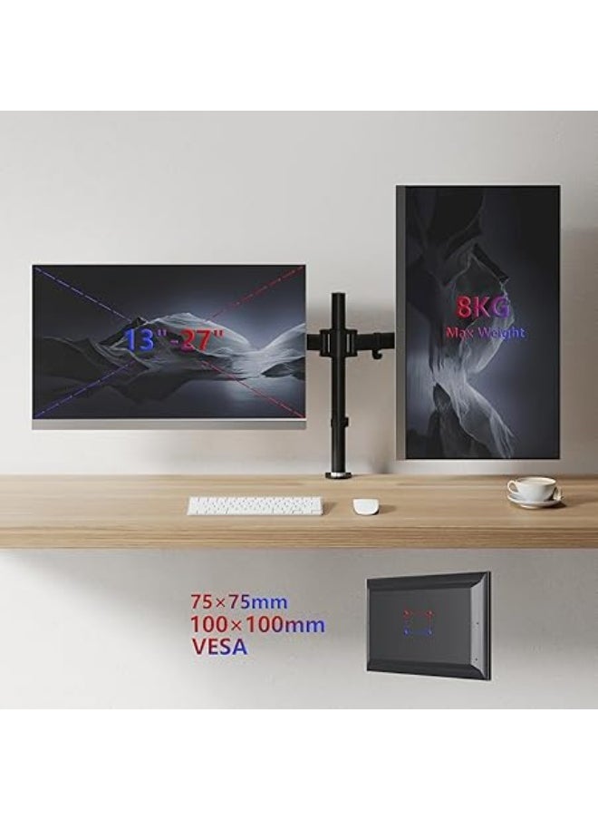 Generic Dual Monitor Arm Stand DM252 BK – Adjustable Desk Mount for 13-27” Screens, VESA Compatible  - Image 4