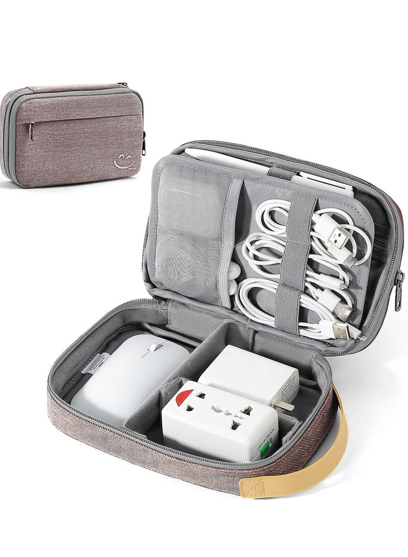 SYOSI Travel Electronic Cord Organizer, Waterproof Nylon Travel Case for Charger, Phone, SD Card, SIM Card, Earphone, USB Drives, Lightweight and Expandable, Pink - Image 1