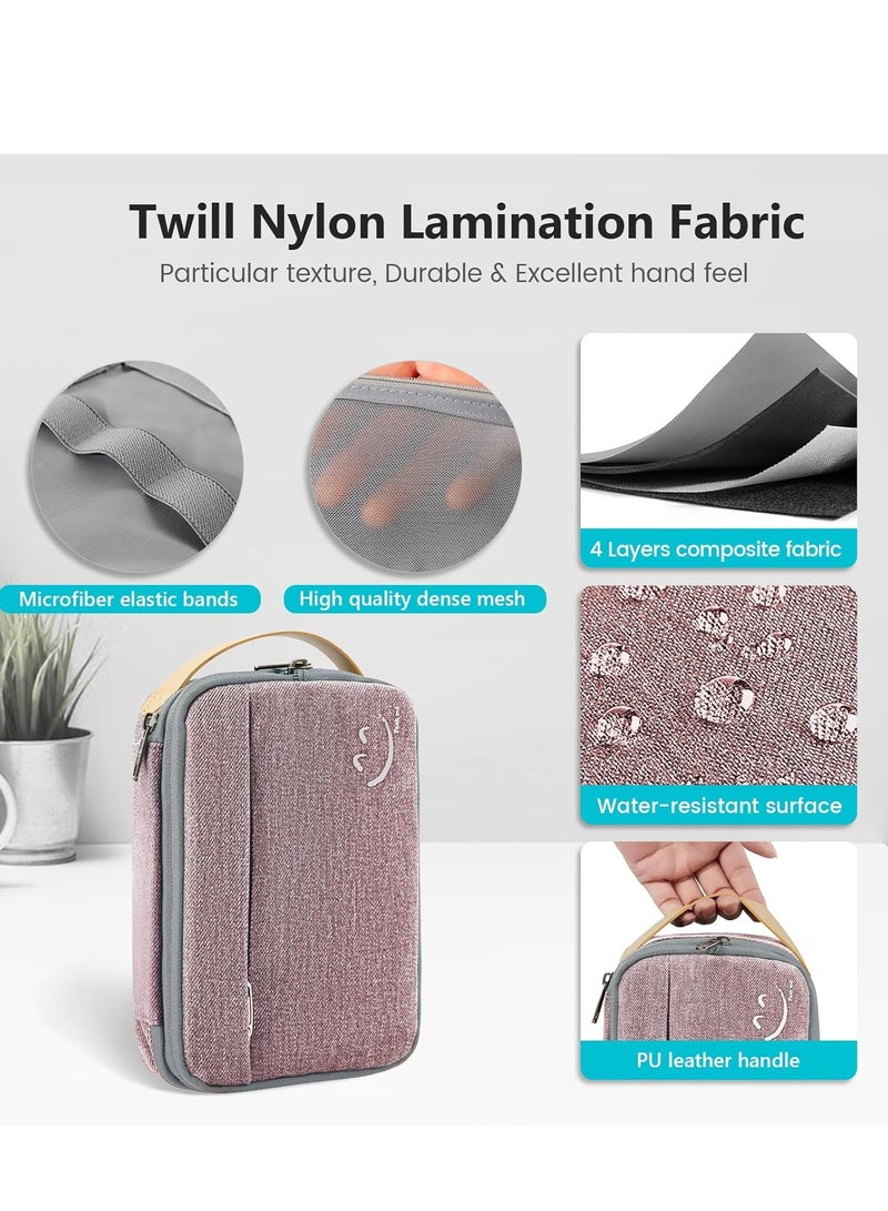 SYOSI Travel Electronic Cord Organizer, Waterproof Nylon Travel Case for Charger, Phone, SD Card, SIM Card, Earphone, USB Drives, Lightweight and Expandable, Pink - Image 3