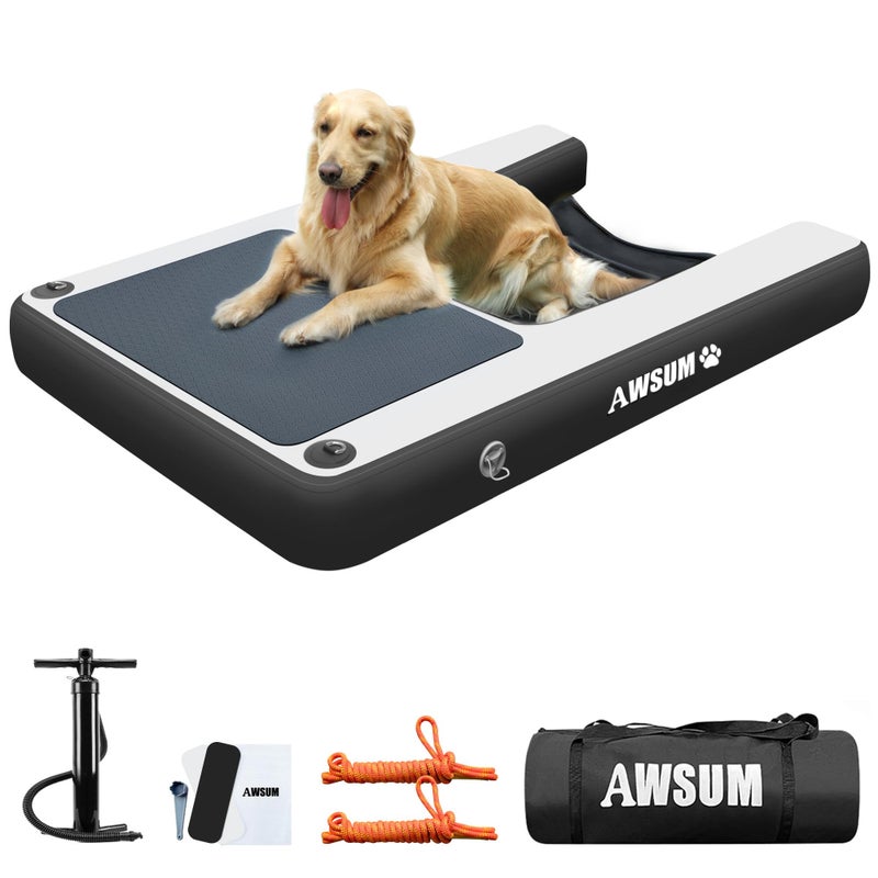 AWSUM XL Inflatable Dog Water Boat Ramp Dock Floating for Dogs Up to 240LBS On Water Float Ladder Steps for Lakes Easy Access Dog Pool Ramp - Image 1