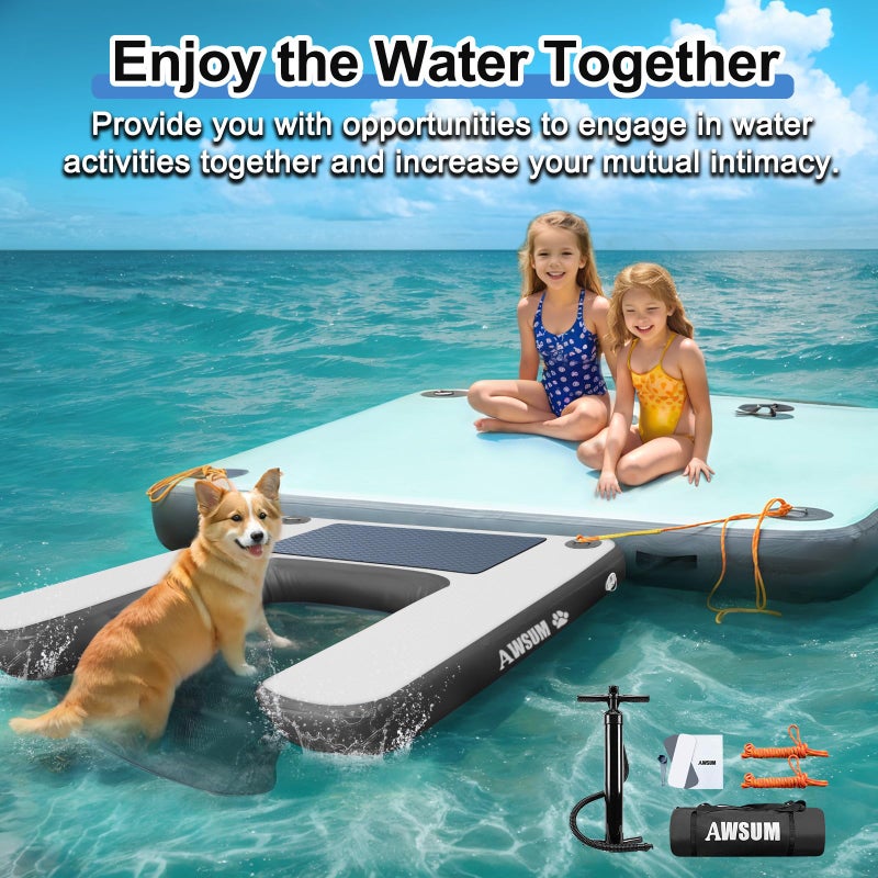 AWSUM XL Inflatable Dog Water Boat Ramp Dock Floating for Dogs Up to 240LBS On Water Float Ladder Steps for Lakes Easy Access Dog Pool Ramp - Image 5