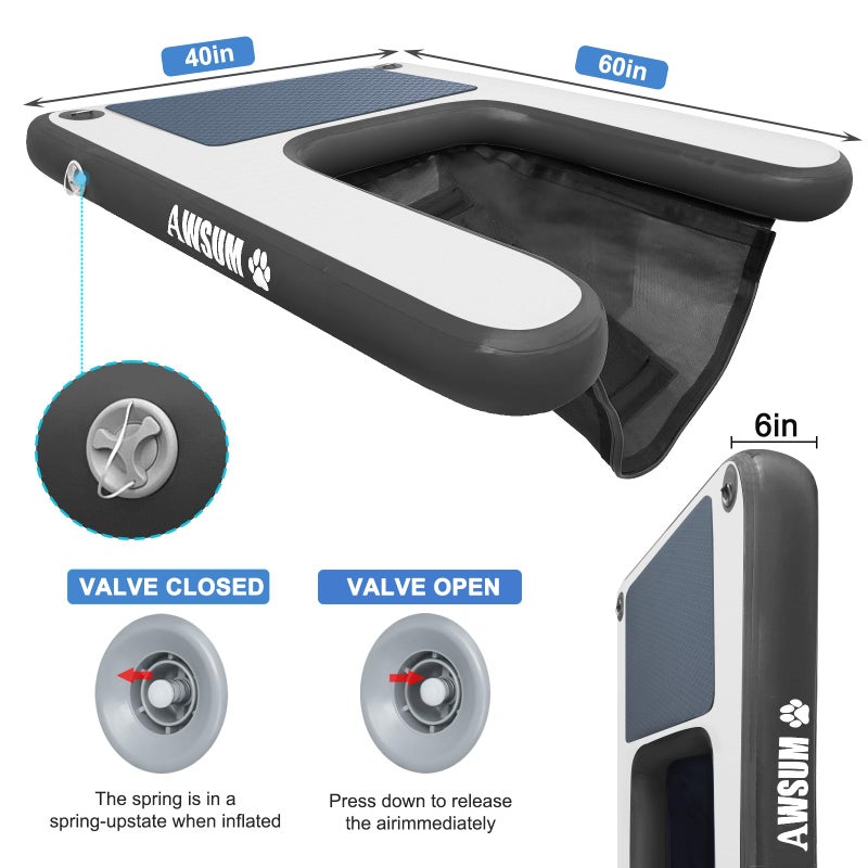 AWSUM XL Inflatable Dog Water Boat Ramp Dock Floating for Dogs Up to 240LBS On Water Float Ladder Steps for Lakes Easy Access Dog Pool Ramp - Image 2