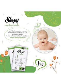 Sleepy Natural Size 1, Newborn, 160 Count, 4 X 40 Absorption For Ultimate Skin Protection Premium Plant-Based Sustainable Baby Dry Diaper 2-5Kg, 100% Leakage Protection  - Image 5