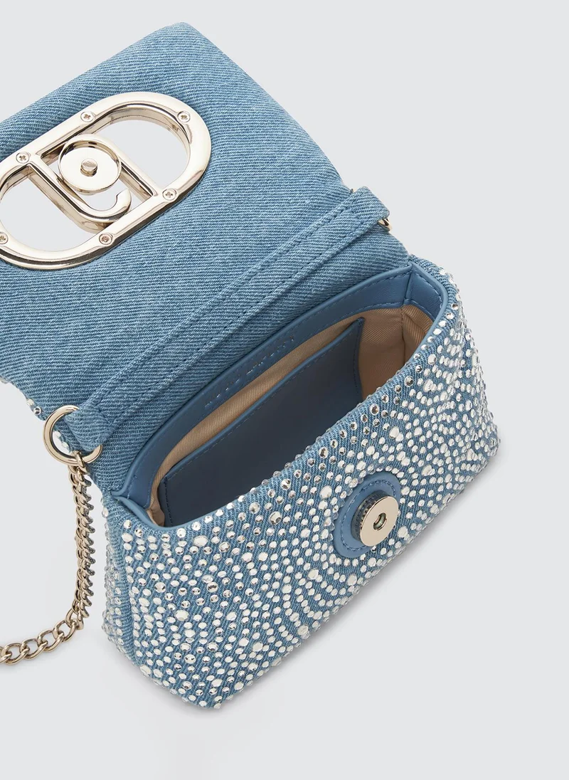 Liu Jo Denim LaPuffy bag with rhinestones