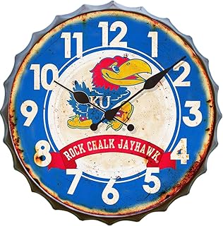 Hanna's Handiworks Hanna's Handiworks University Of Kansas Bottle Cap Clock  - Image 1