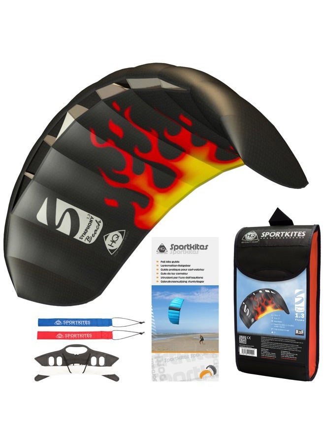 HQ Kites Symphony Beach III 1.3 Stunt Kite 51 Inch Dual - Line Sport Kite, Color: Flame - Active Outdoor Fun for Ages 8 and Up - Image 1
