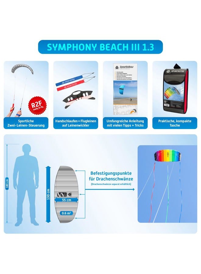 HQ Kites Symphony Beach III 1.3 Stunt Kite 51 Inch Dual - Line Sport Kite, Color: Flame - Active Outdoor Fun for Ages 8 and Up - Image 2