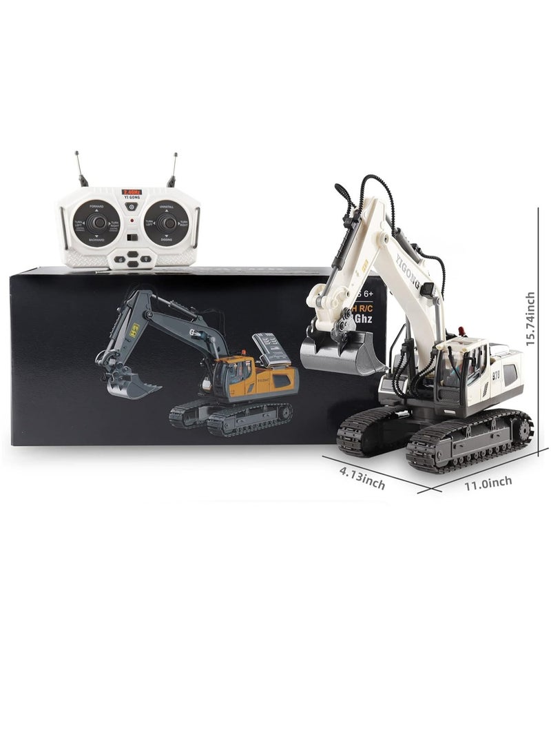 Boys Remote Control Excavator Toy, Construction Remote Control Excavator Suitable for 4-7 8 9 10 Years Old Children Birthday Gift, Ideal Toy (White)  - Image 3