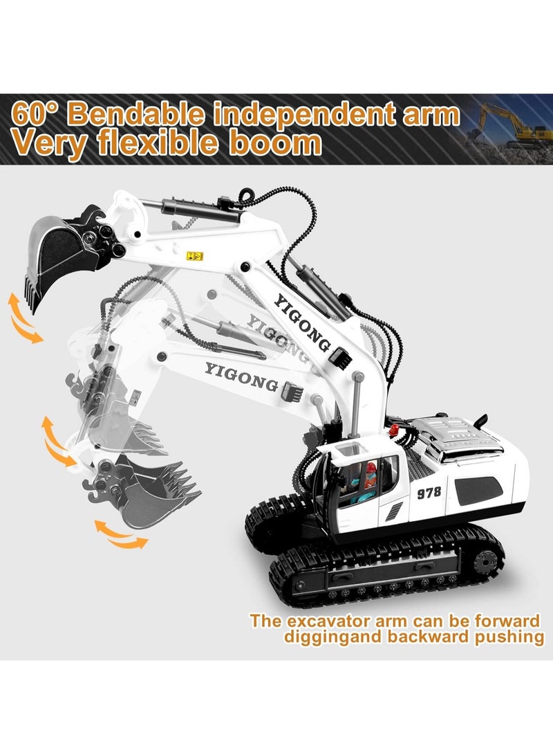 Boys Remote Control Excavator Toy, Construction Remote Control Excavator Suitable for 4-7 8 9 10 Years Old Children Birthday Gift, Ideal Toy (White)  - Image 4