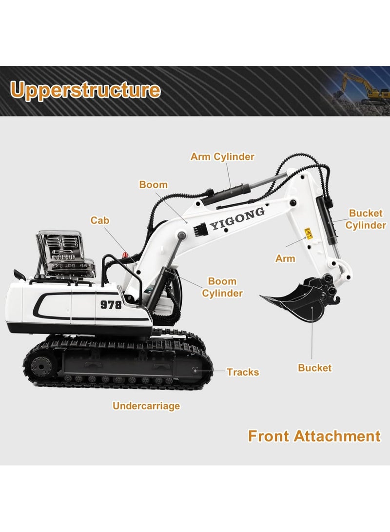 Boys Remote Control Excavator Toy, Construction Remote Control Excavator Suitable for 4-7 8 9 10 Years Old Children Birthday Gift, Ideal Toy (White)  - Image 5