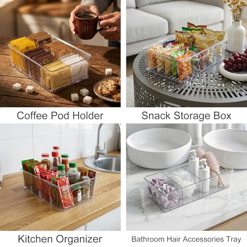 Wiojtry 2 Pcs Seasoning Packet Organizer with Detachable Dividers, Storage Organizer Box for Cabinet, Kitchen Snacks Spice Packets Organizer, XL Size, White - Image 4