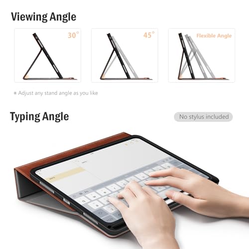 Antbox for iPad Pro 13 Inch Case M5 2025/M4 2024, Built-in Pencil Holder, Supports Pencil Pro/(USB-C), Auto Sleep/Wake, PU Leather (Brown) - Image 3