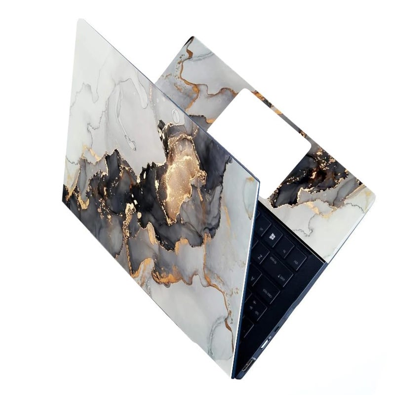 BAEYE Full Laptop Skin Stickers HD Quality Sticker for Laptops Upto 15.6" (Dustproof|Waterproof|Scratchproof|Reusable) - BE BK Marble FL - Image 1