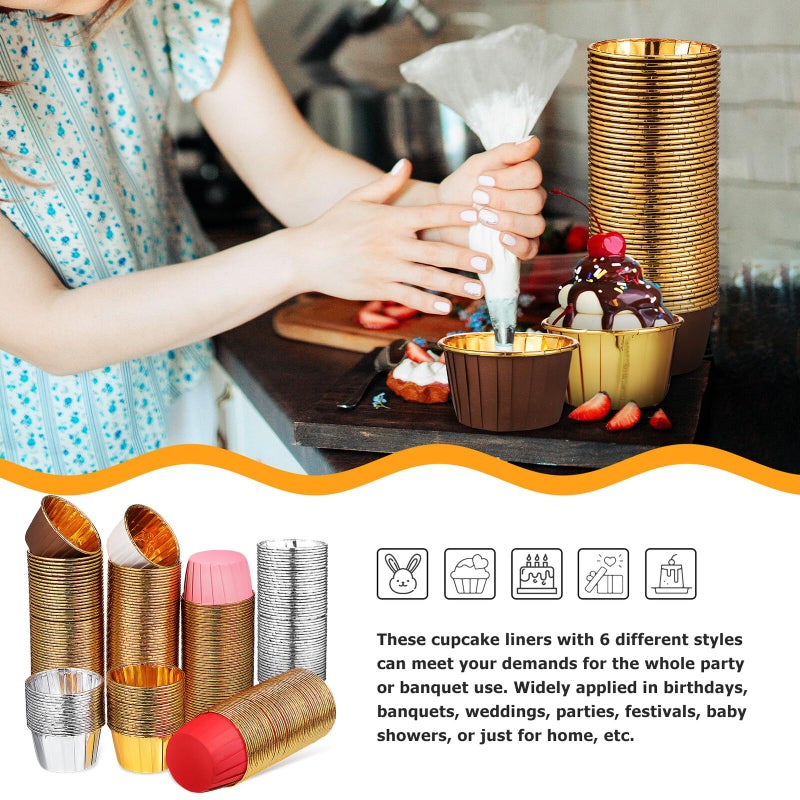 300 Pcs Gold Silver Muffin Baking Cups Non Stick Cupcake Liners Heat Resistant - Image 4