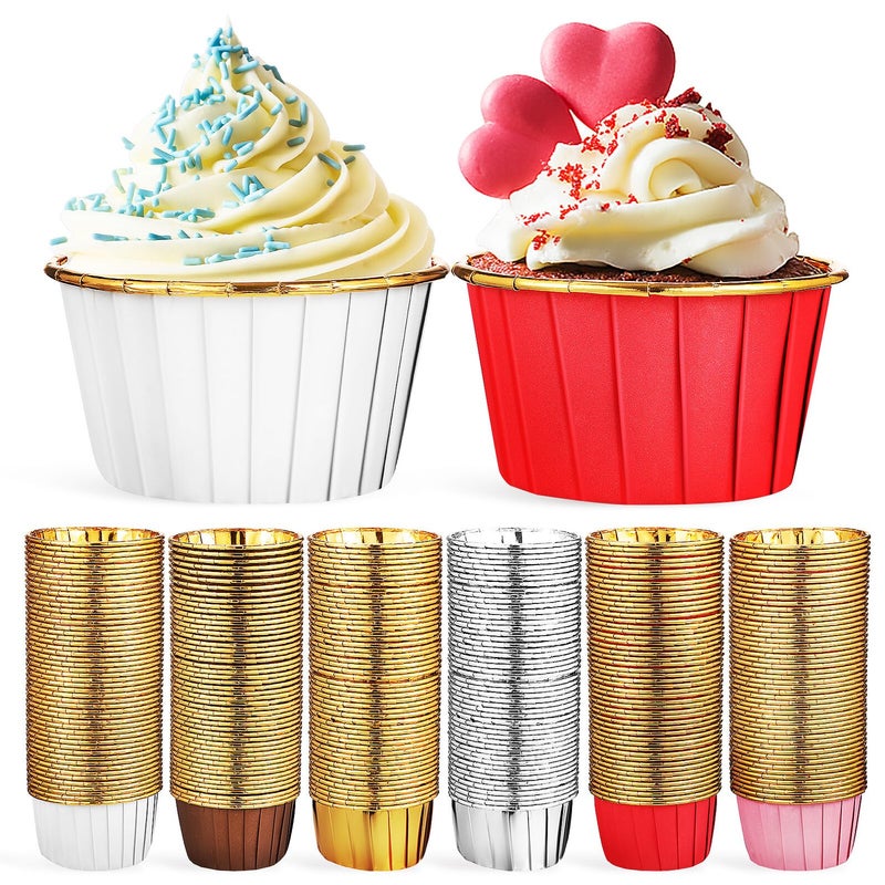 300 Pcs Gold Silver Muffin Baking Cups Non Stick Cupcake Liners Heat Resistant - Image 2