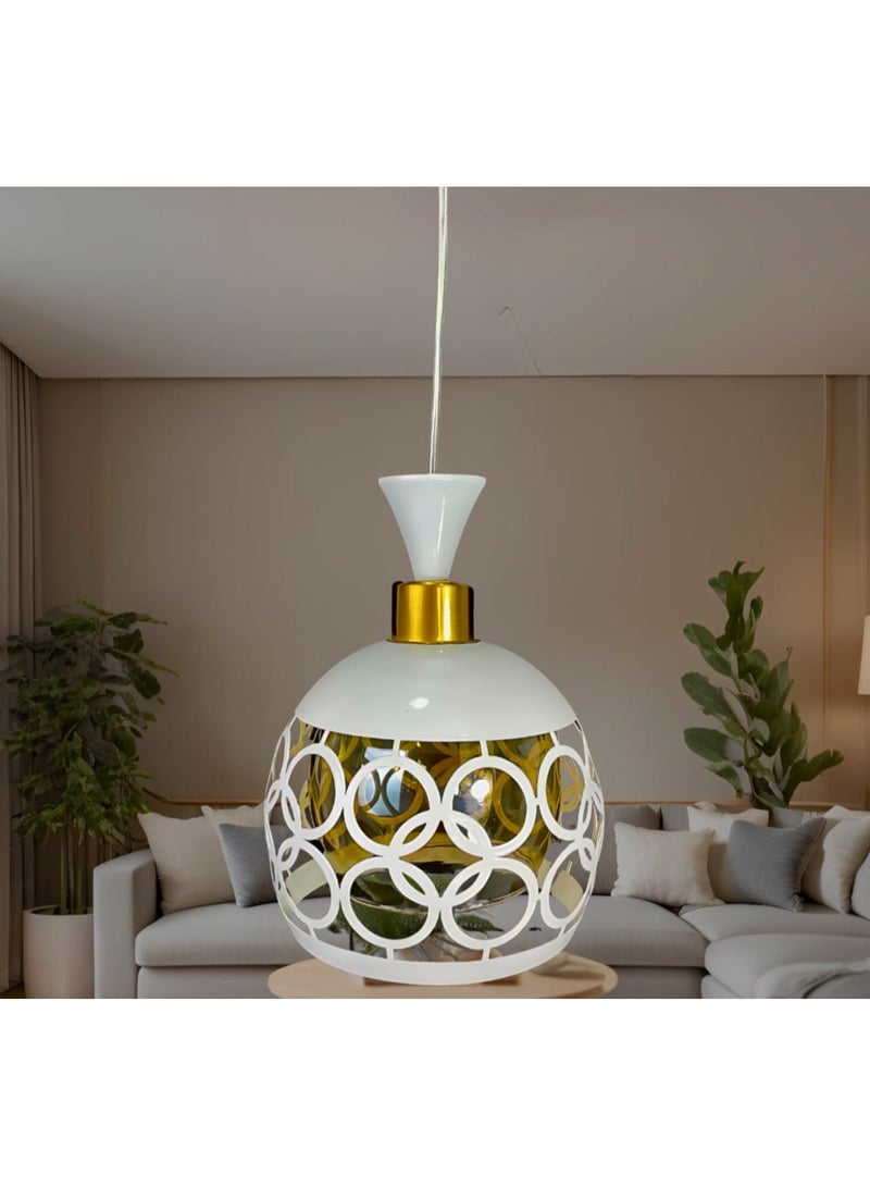 Modern single metal pendant, white, 1-light, from Zidane Center