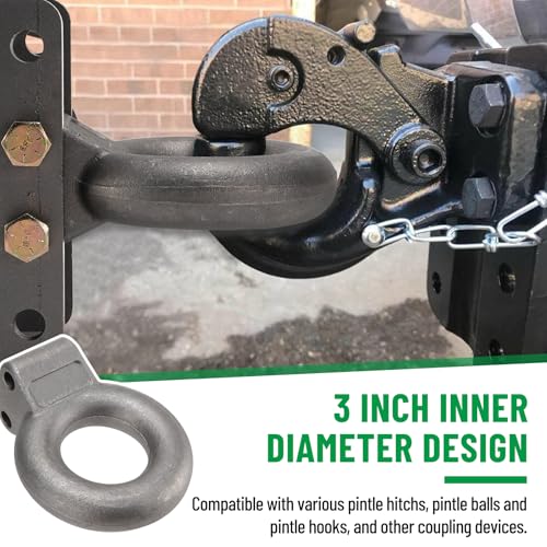 Racewill Pintle Hitch Lunette Ring, I.D. 3 inch, Rated Towing Weight 24000 lbs, Heavy Duty Forged Steel, Extra Channel Bracket Required - Image 4