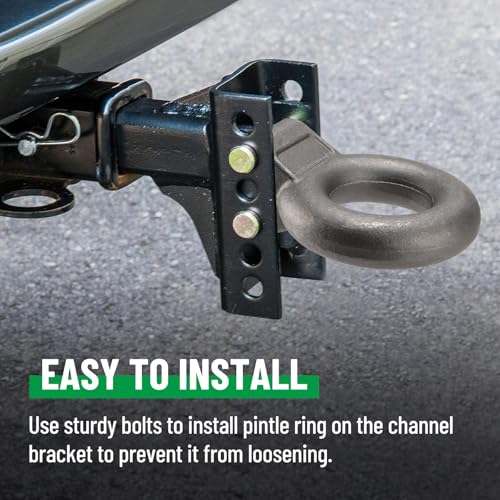 Racewill Pintle Hitch Lunette Ring, I.D. 3 inch, Rated Towing Weight 24000 lbs, Heavy Duty Forged Steel, Extra Channel Bracket Required - Image 5