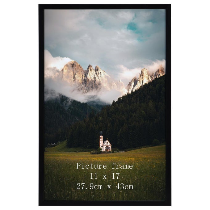 11X17 PICTURE FRAME BLACK 11 BY 17 THIN POSTER PHOTO FRAME FOR WALL DISPLAY SINGLE
