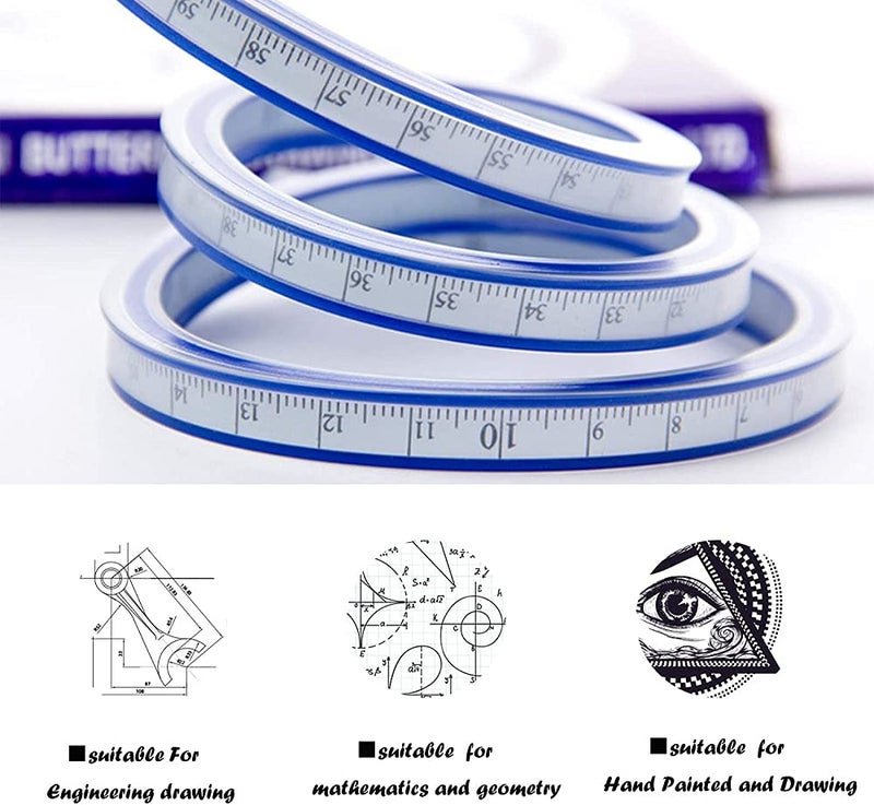 DEZIINE Flexible Ruler Curve Flex Design Rule, Ideal for use: Engineering Drawing, Design Graphics, Garment Design, All Kinds of Painting (60) - Image 4