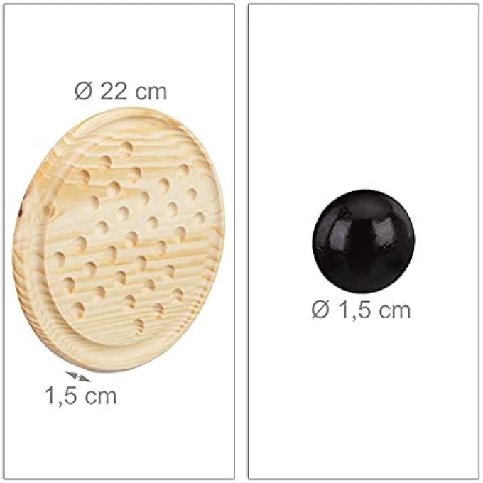 Relaxdays 10023489 Natural Solitaire Round Board 33 Marbles Children  Adults 1 Player Wooden Game Black - Image 5