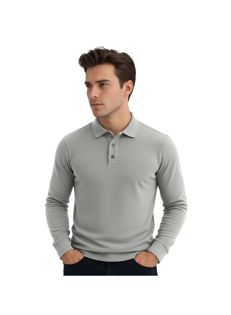 برينت شوب فور مي تي شيرت بولو رجالي أساسي بأكمام طويلة | قميص بولو مريح وأنيق - Image 2