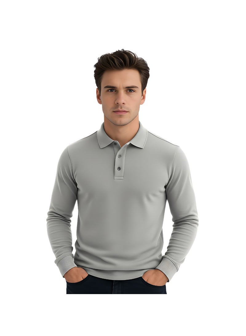 برينت شوب فور مي تي شيرت بولو رجالي أساسي بأكمام طويلة | قميص بولو مريح وأنيق - Image 1